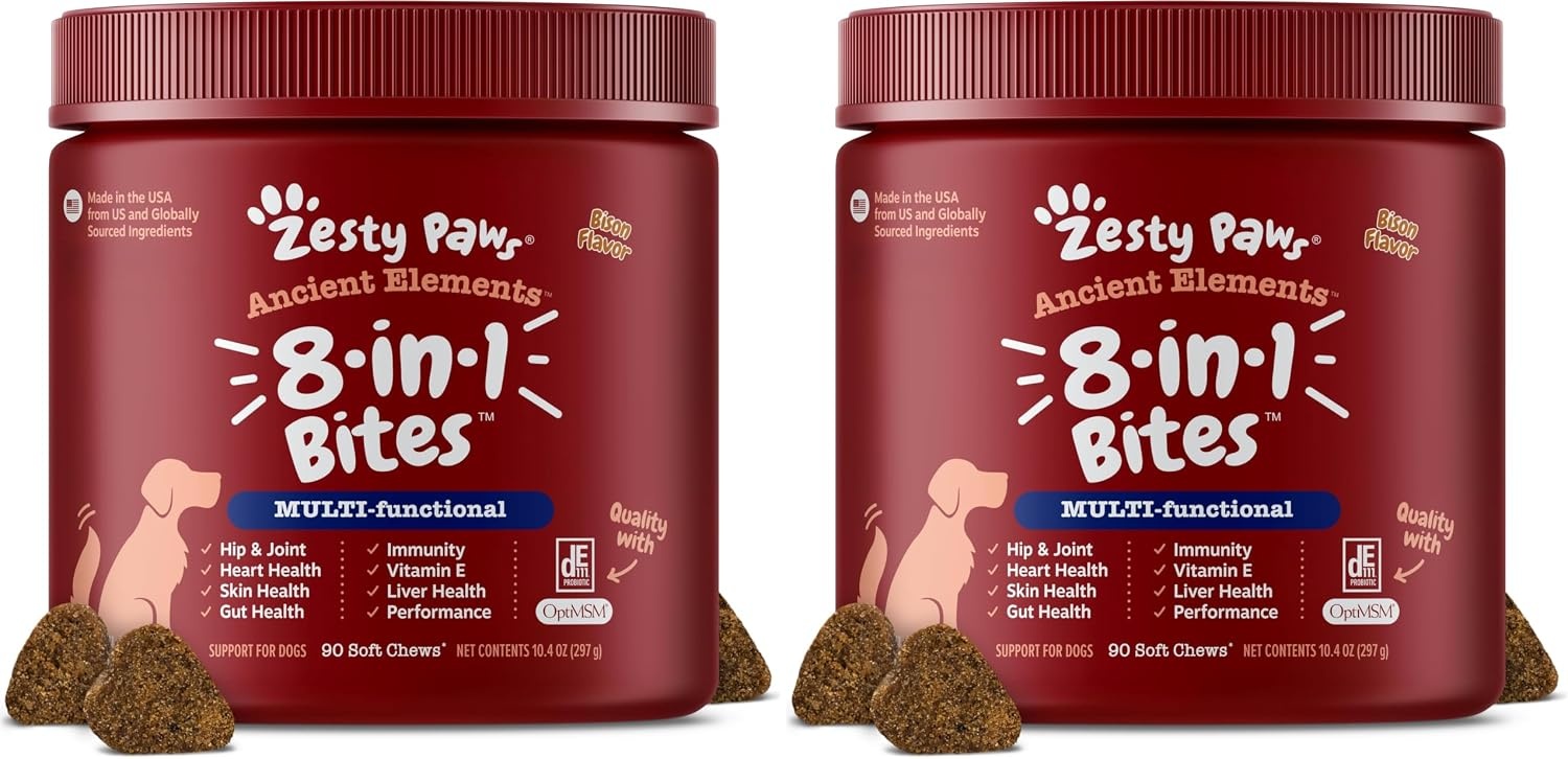 image:imageZesty Paws 10in1 Dog Vitamins Dog Multivitamin Powder Salmon 30 CtBison 8in1