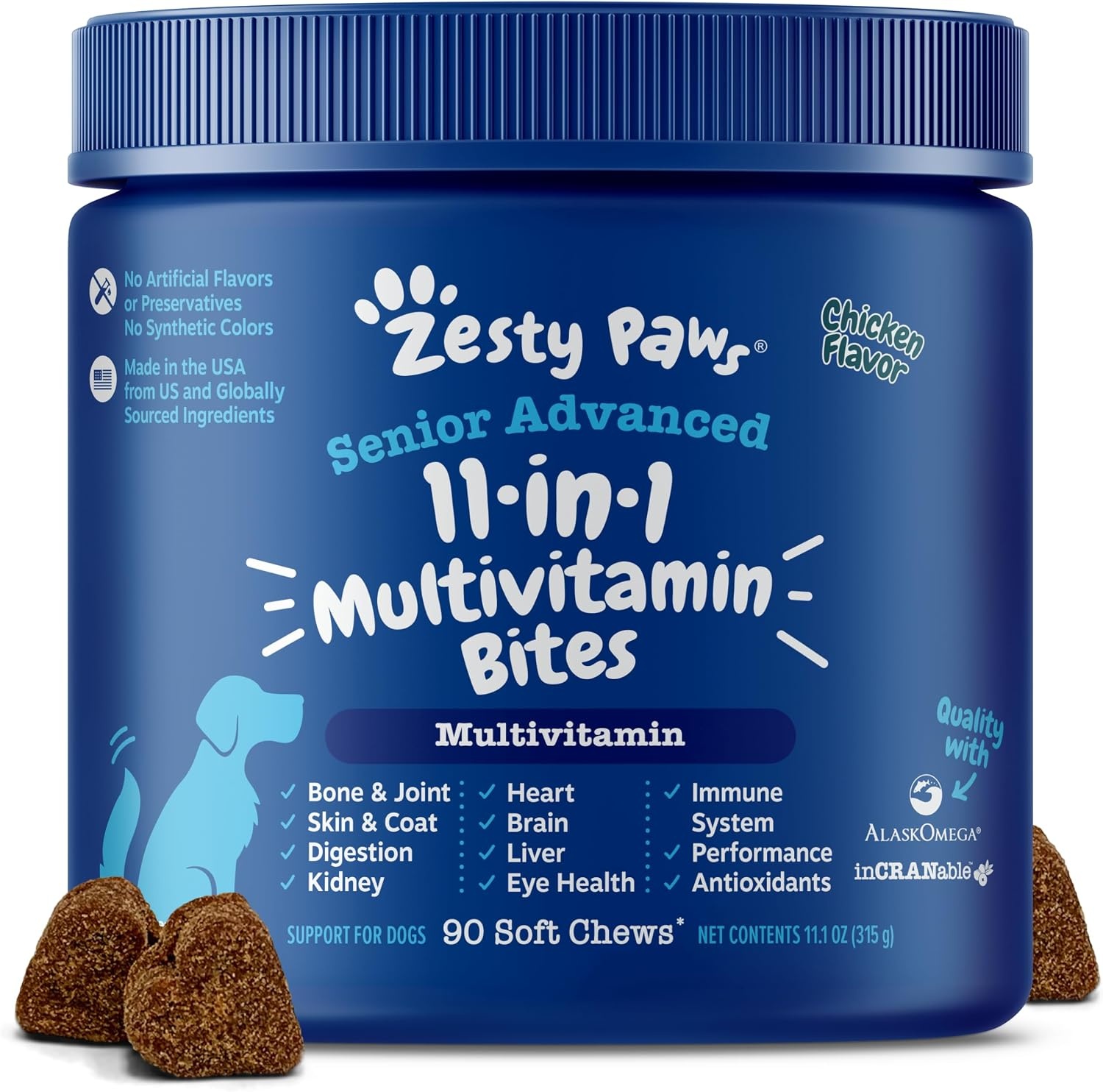 image:imageZesty Paws 10in1 Dog Vitamins Dog Multivitamin Powder Salmon 30 CtChicken Advanced