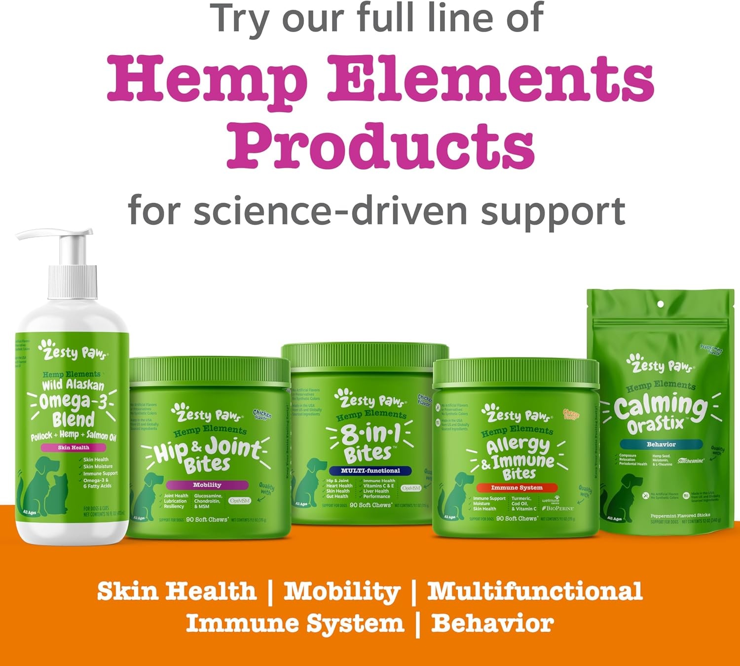 image:imageZesty Paws 10in1 Dog Vitamins Dog Multivitamin Powder Salmon 30 CtChicken Hemp