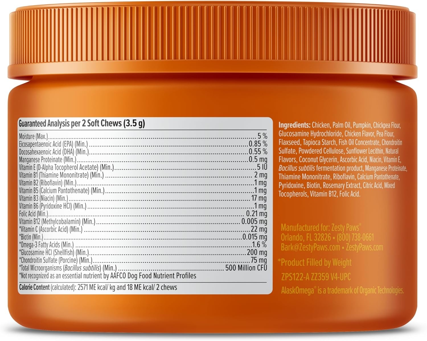 image:imageZesty Paws 10in1 Dog Vitamins Dog Multivitamin Powder Salmon 30 CtChicken Mini