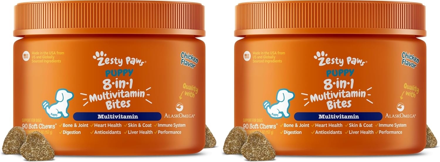 image:imageZesty Paws 10in1 Dog Vitamins Dog Multivitamin Powder Salmon 30 CtChicken Puppy Bites