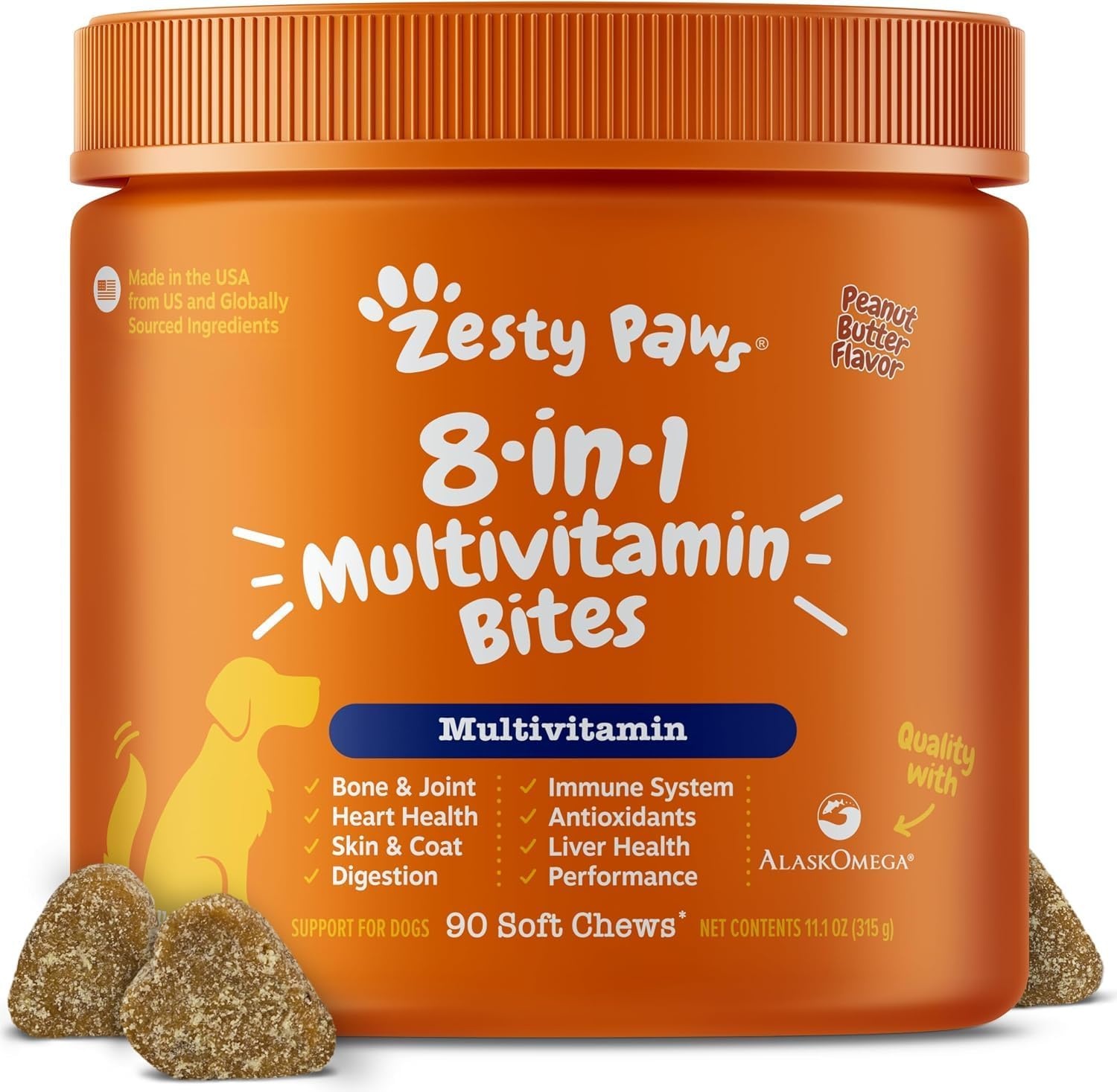 image:imageZesty Paws 10in1 Dog Vitamins Dog Multivitamin Powder Salmon 30 CtPeanut Butter 8in1