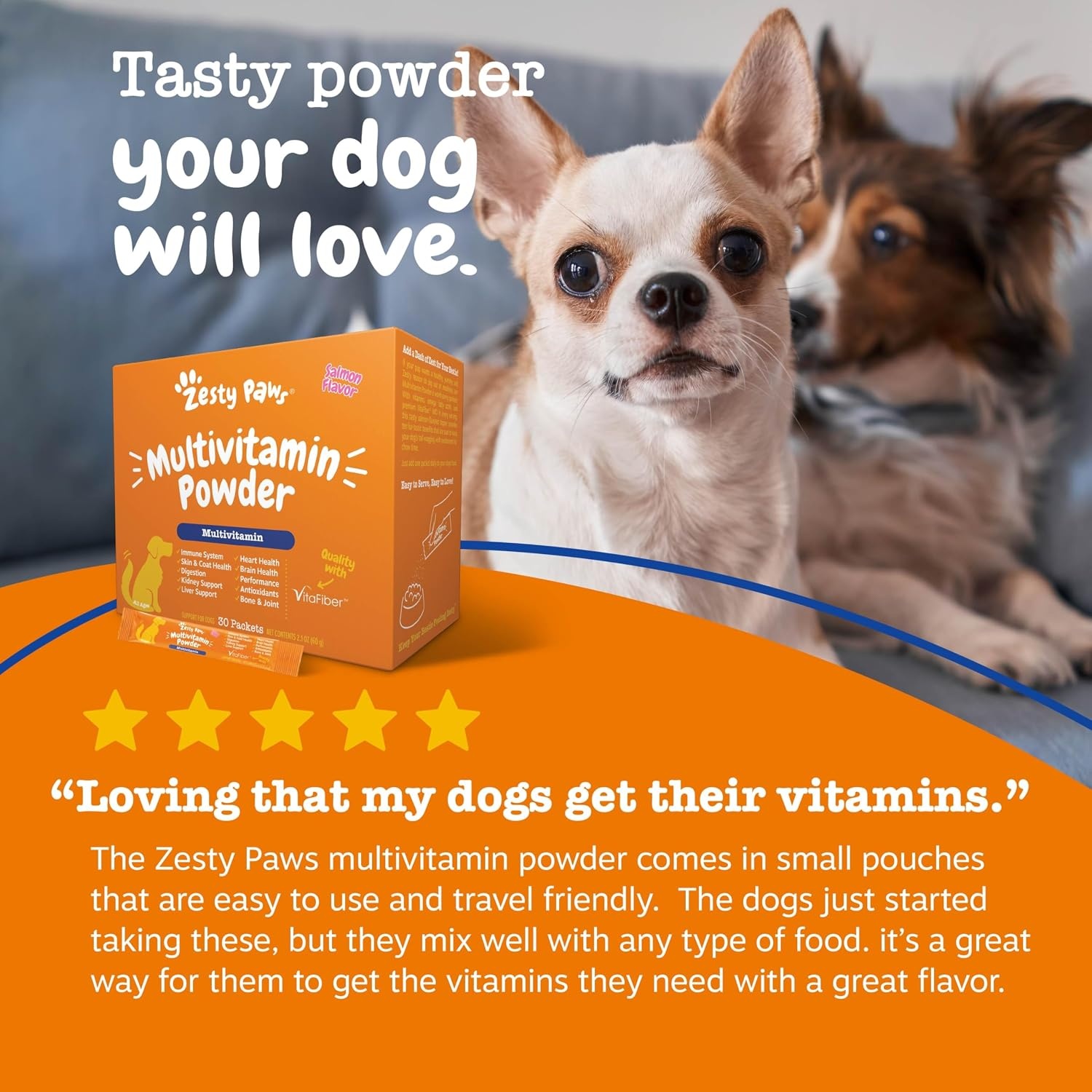 image:imageZesty Paws 10in1 Dog Vitamins Dog Multivitamin Powder Salmon 30 CtSalmon 10in1 Powder