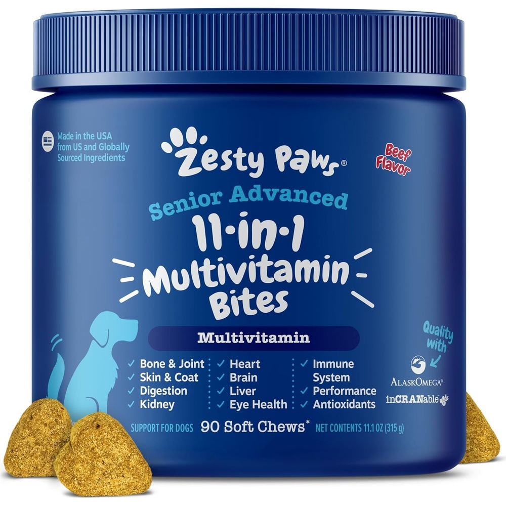 image:imageZesty Paws 10in1 Dog Vitamins Dog Multivitamin Powder Salmon 30 CtBeef Advanced