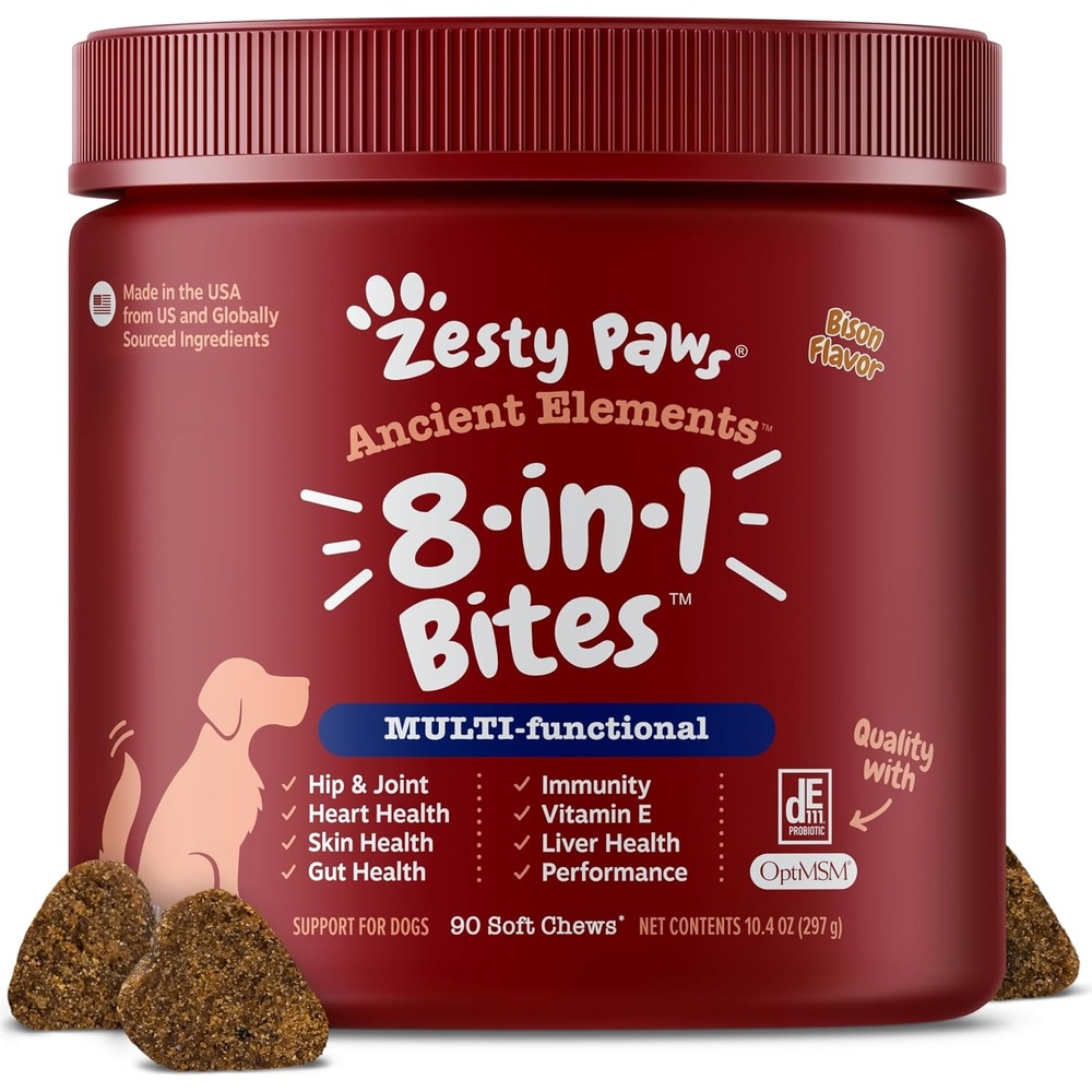 image:imageZesty Paws 10in1 Dog Vitamins Dog Multivitamin Powder Salmon 30 CtBison 8in1