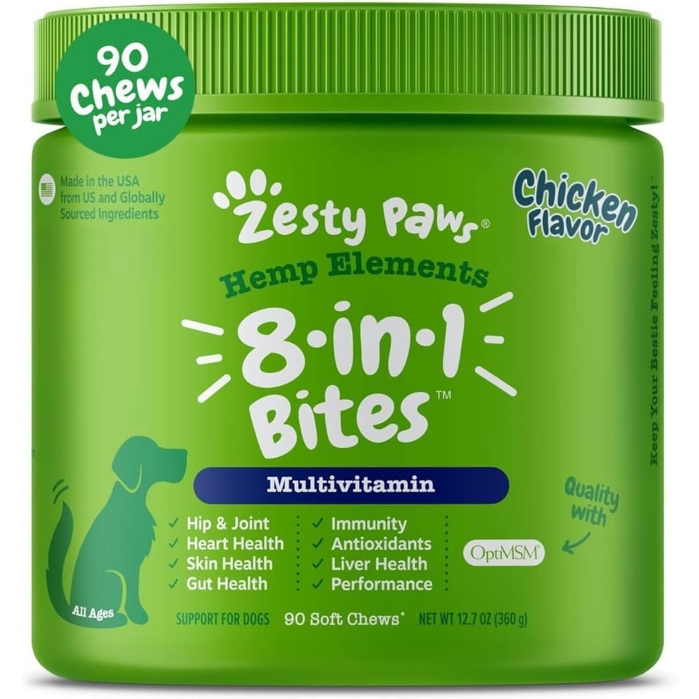 image:imageZesty Paws 10in1 Dog Vitamins Dog Multivitamin Powder Salmon 30 CtChicken Hemp