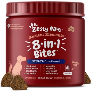 Zesty Paws 10-in-1 Dog Vitamins – Dog Multivitamin Powder, Salmon, 30 Ct(Bison – 8-in-1)