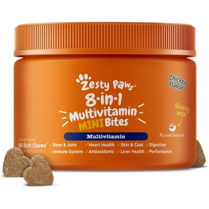Zesty Paws 10-in-1 Dog Vitamins – Dog Multivitamin Powder, Salmon, 30 Ct(Chicken – Mini)