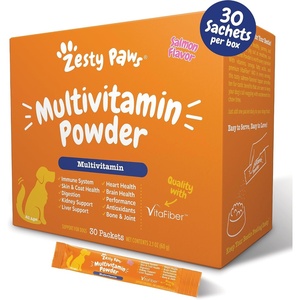 Zesty Paws 10-in-1 Dog Vitamins – Dog Multivitamin Powder, Salmon, 30 Ct(Salmon – 10-in-1 Powder)
